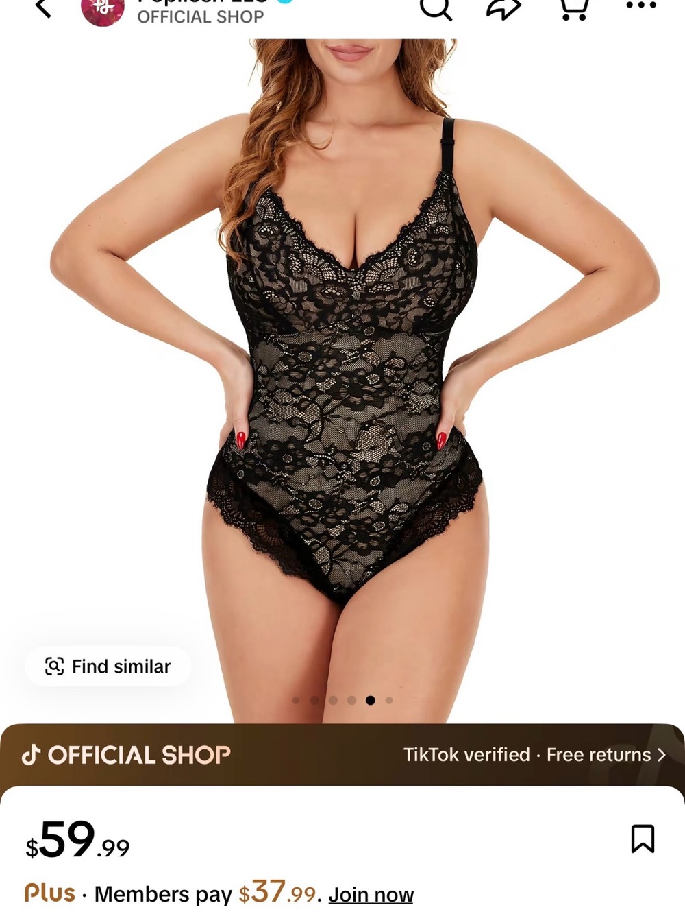 Sheer Lace V-Neck Bodysuit in Black